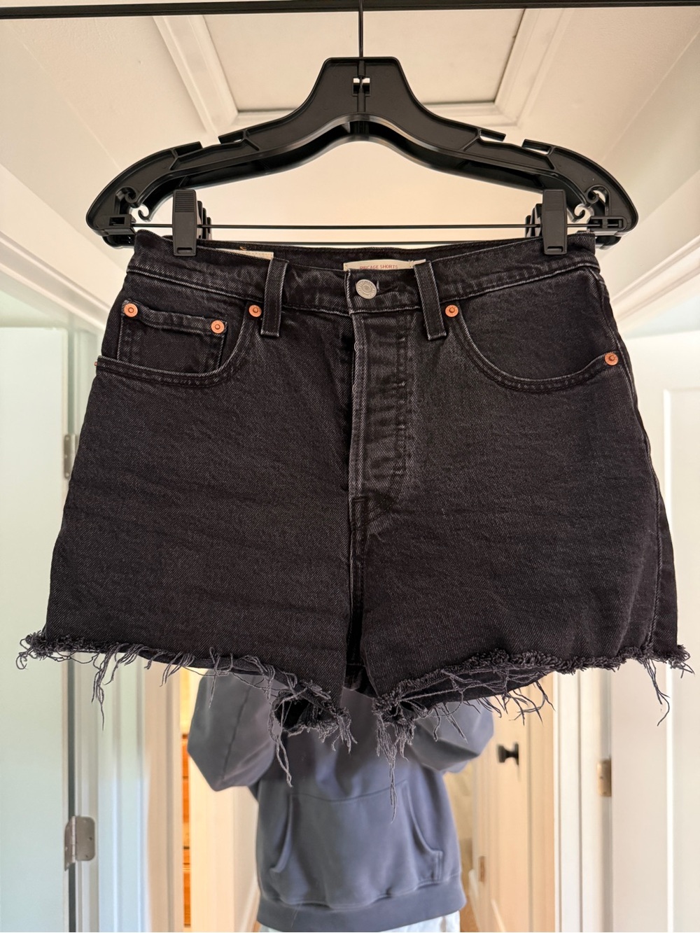 Levi's Black Frayed Hem Denim Shorts